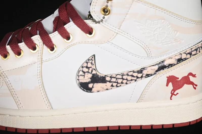 All Categories Air Jordan Jordan Series Basketball Shoes Air Jordan 1 Mid Air Jordan 1 Mid AJ1 Joe 1 Year of the Horse Limited Chinese Cultural Leisure Sneakers DQ8426-105